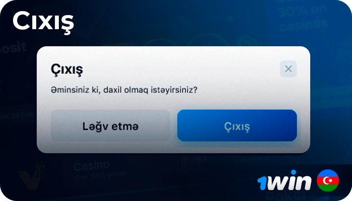 1Win AZ şəxsi hesabından necə çıxmaq olar