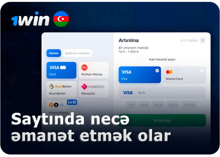 1Win saytında hesabın doldurulması forması - depozit qoymaq üçün addım-addım təlimat